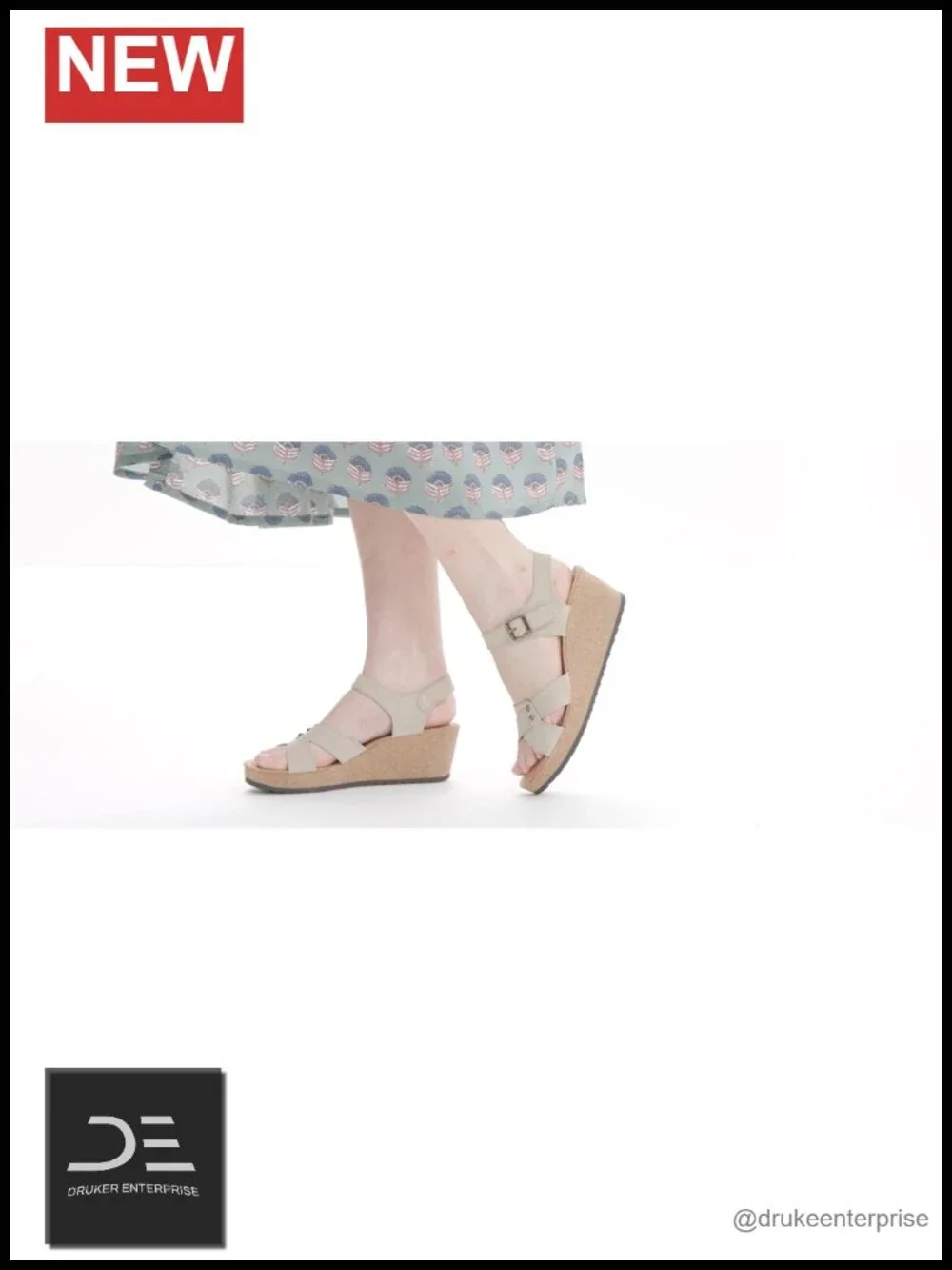 Women's Leather Strap Espadrille Wedge Sandals with Cushioned Insole - Round Toe
